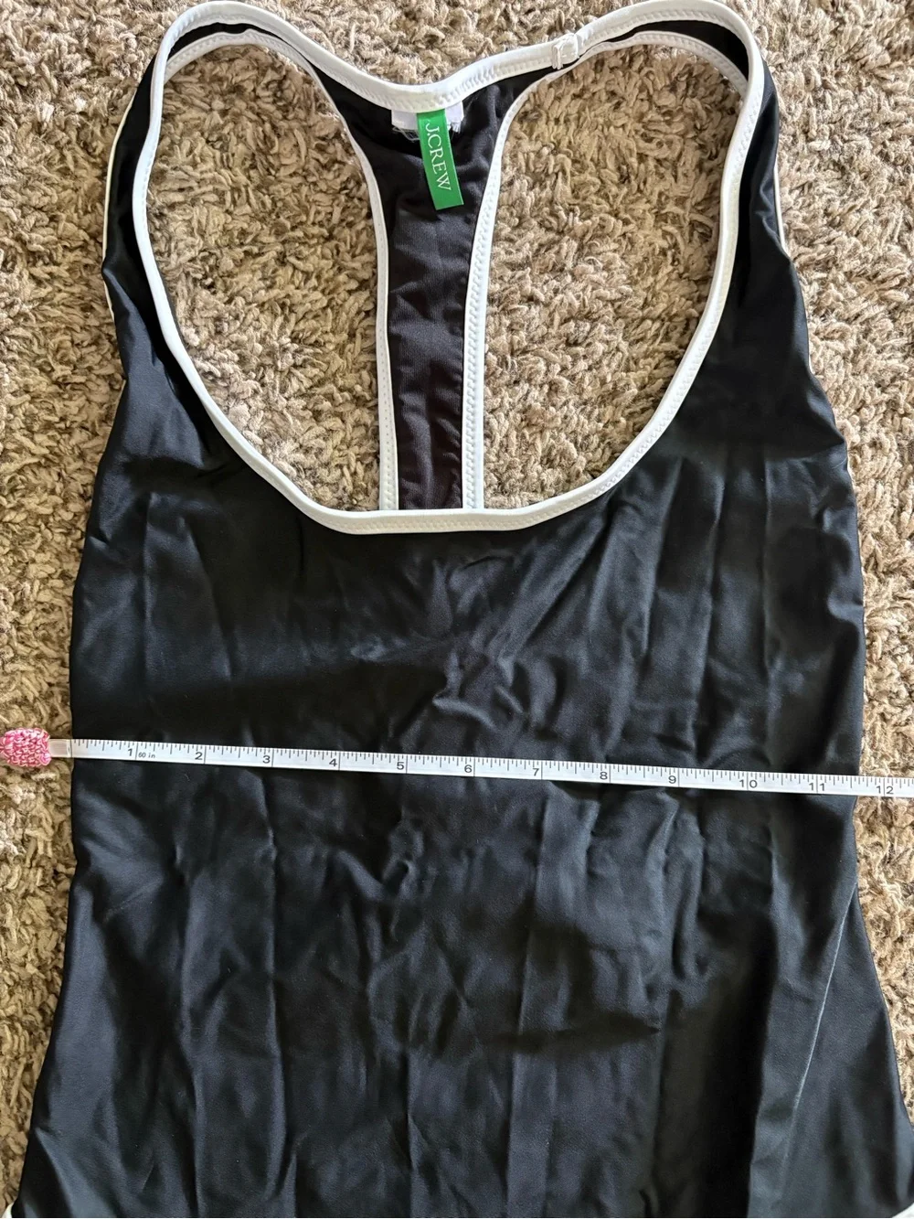 J. Crew Black Swimsuit Racerback with White Trim